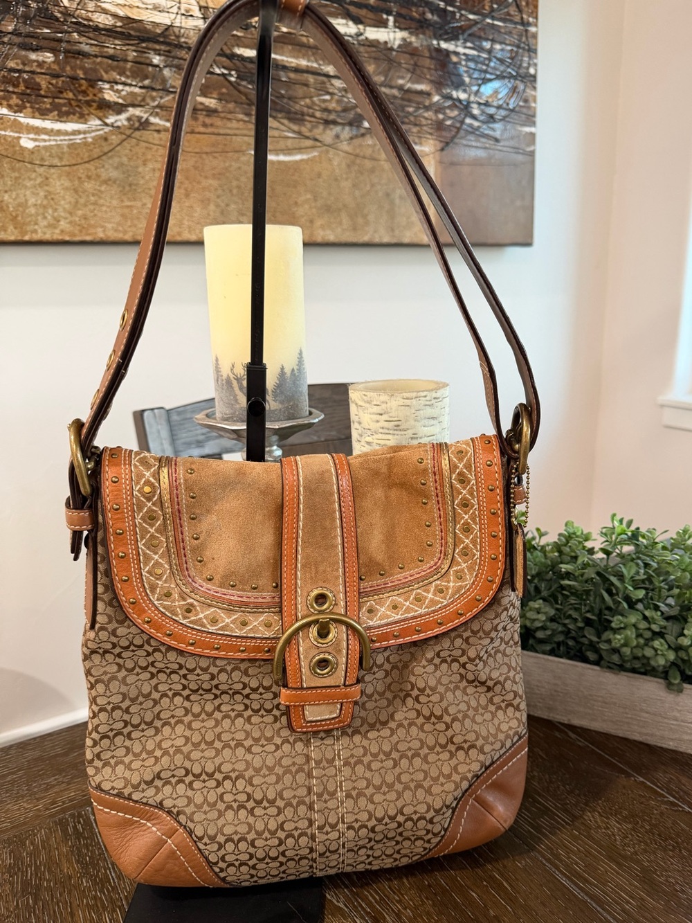 Coach Soho Signature Studded Flap Convertible Crossbody Shoulder Bag F11405